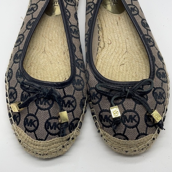 MICHAEL Kors Meg Logo Pattern Espadrille Ballet Flats Shoes Size 8.5 9 - Picture 2 of 10